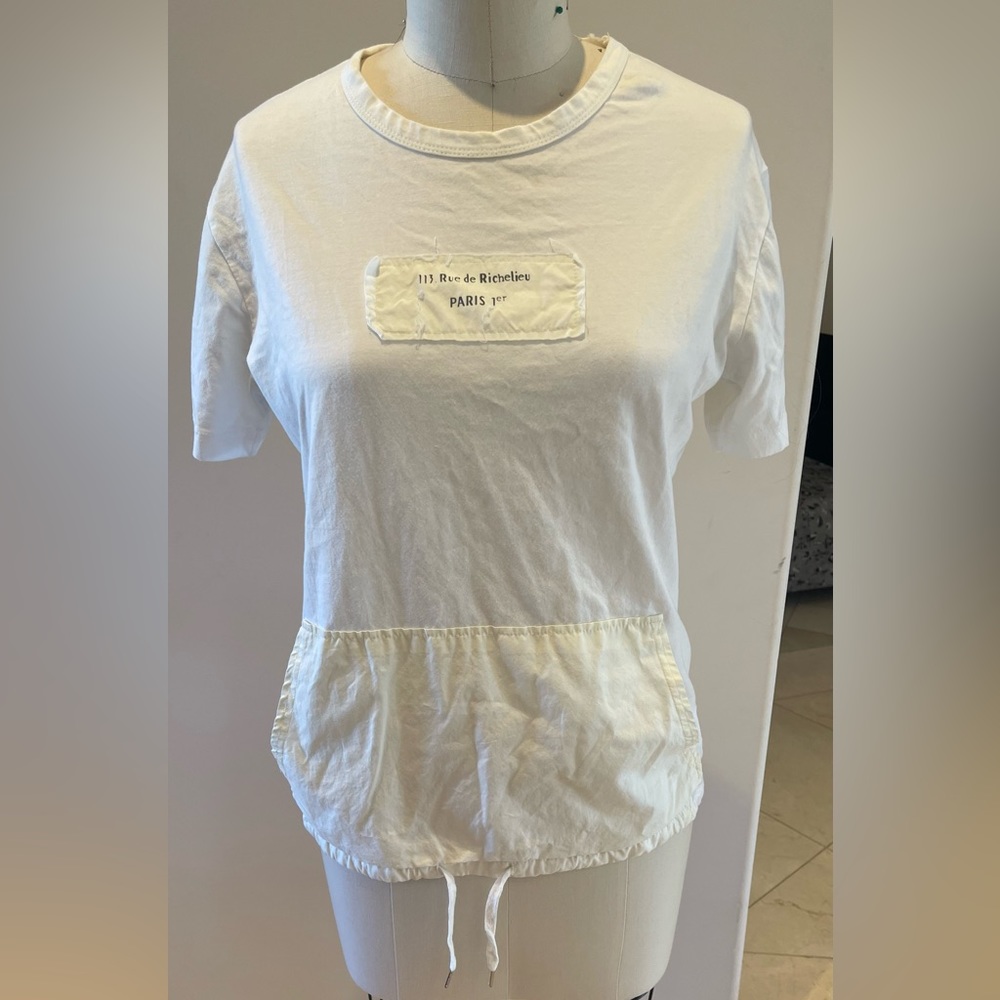 Dorgan white t-shirt with front pocket sz M ( in men) unisex